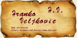 Hranko Veljković vizit kartica